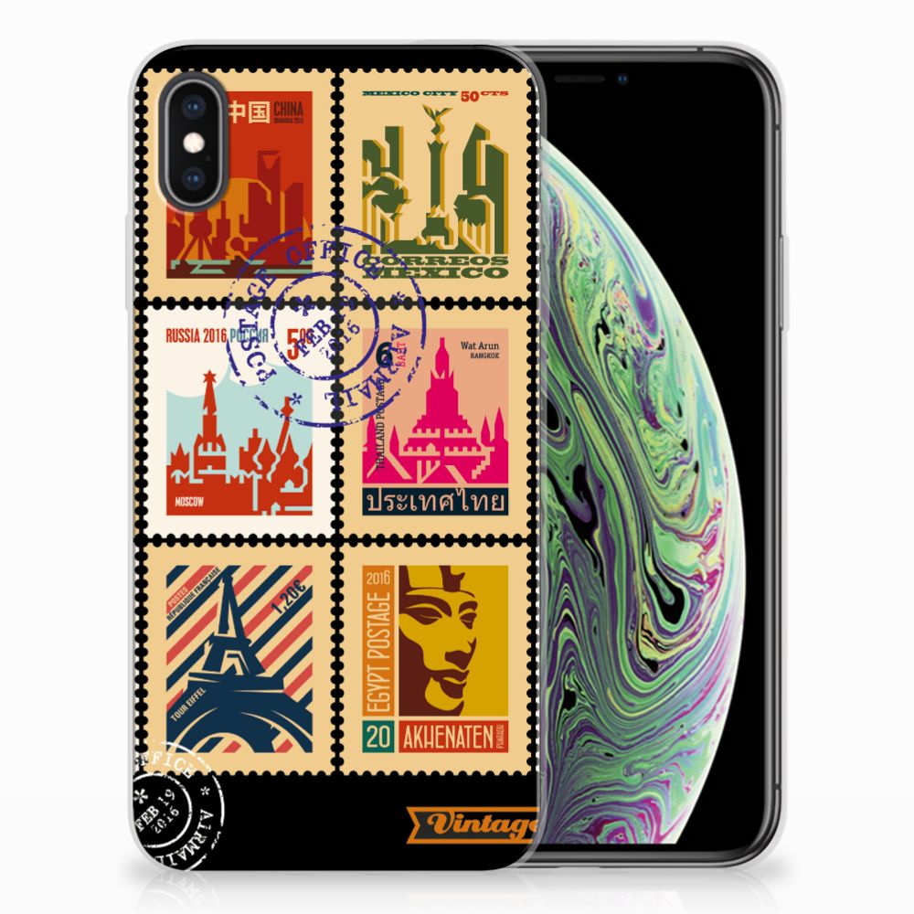Apple iPhone Xs Max Siliconen Back Cover Postzegels