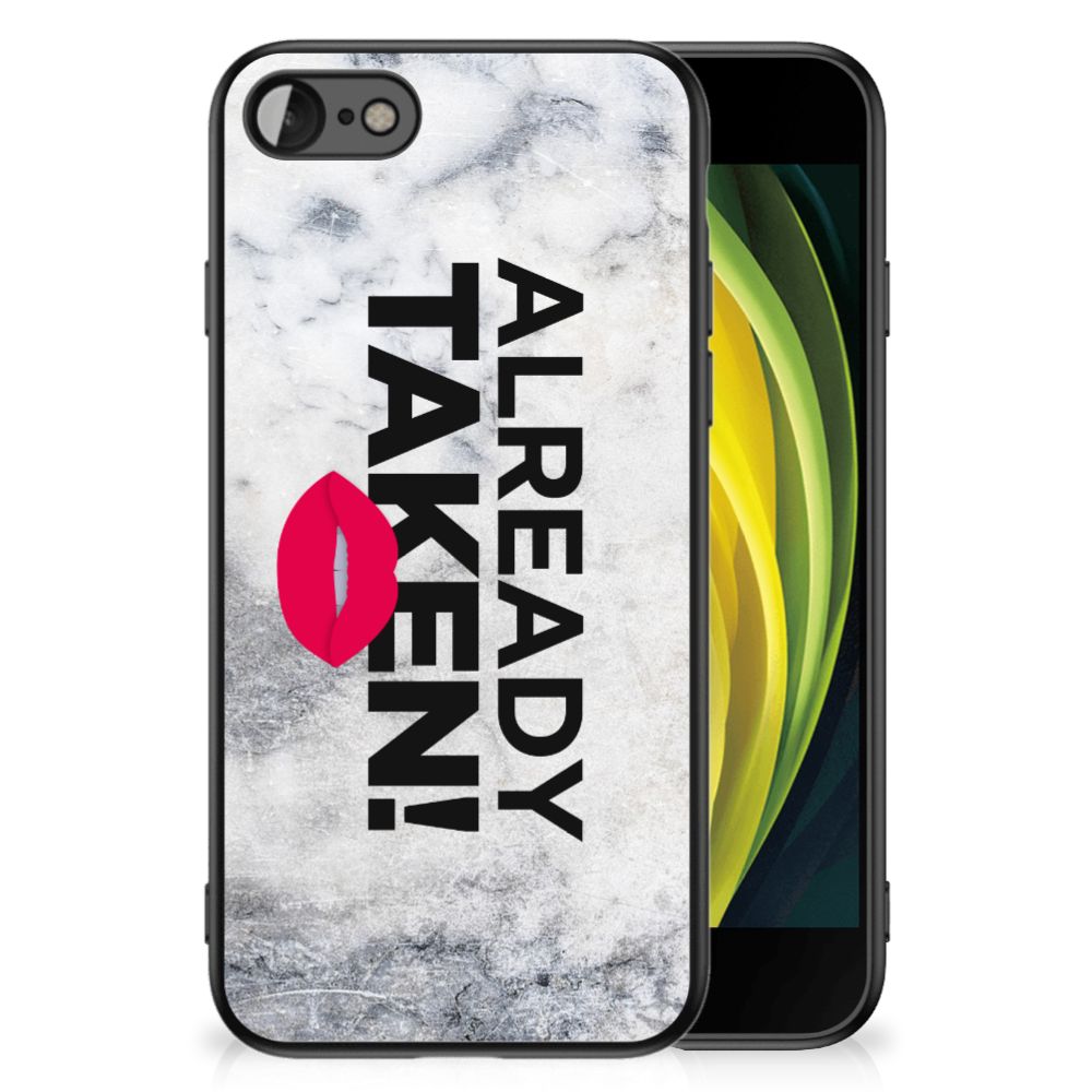 iPhone SE 2022 | SE 2020 | 7/8 Telefoon Hoesje met tekst Already Taken White met lippenstift en moderne design.