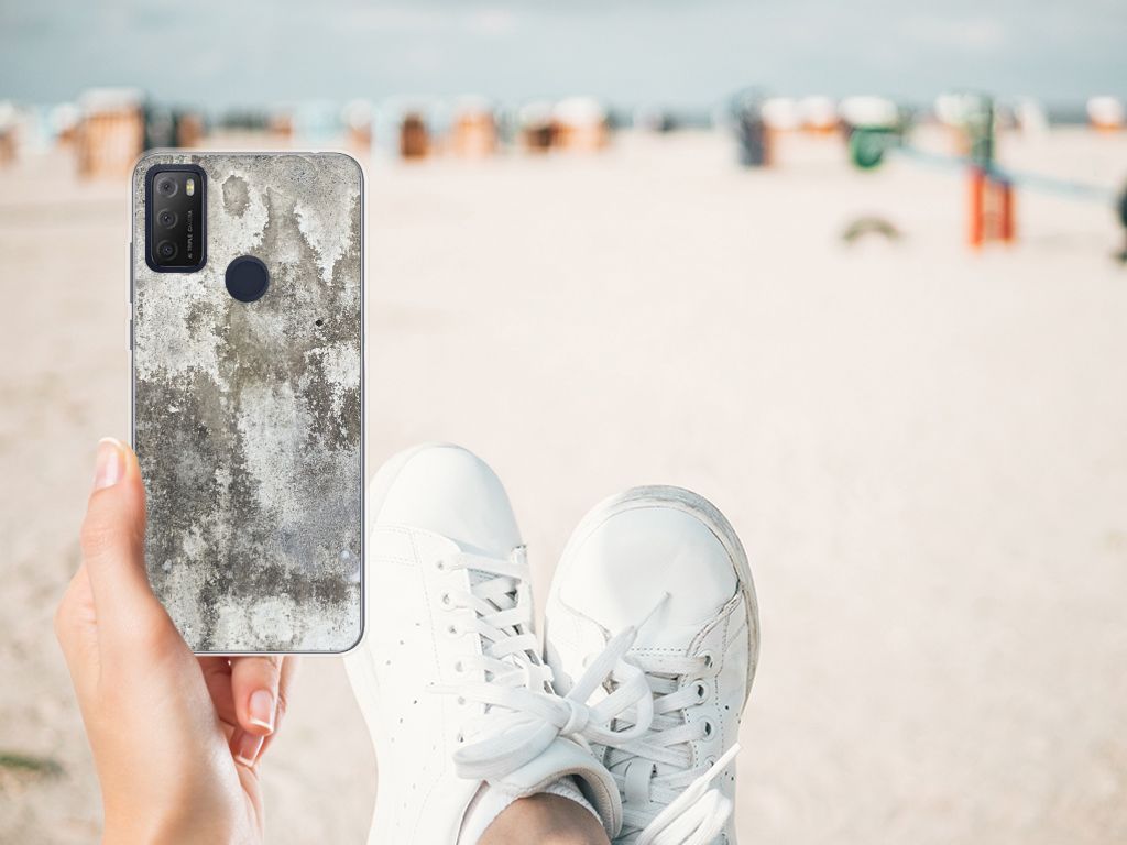 Alcatel 1S (2021) TPU Siliconen Hoesje Beton Print B2C Telecom