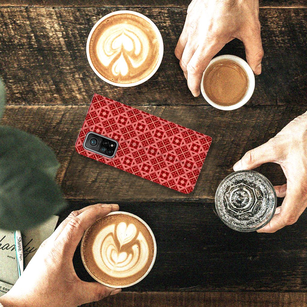 Xiaomi Mi 10T | 10T Pro Hoesje met Magneet Batik Rood - B2C Telecom