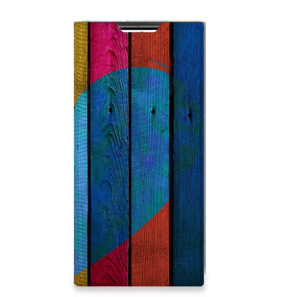 Samsung Galaxy S22 Ultra Book Wallet Case Wood Heart - Cadeau voor je Vriend - B2C Telecom