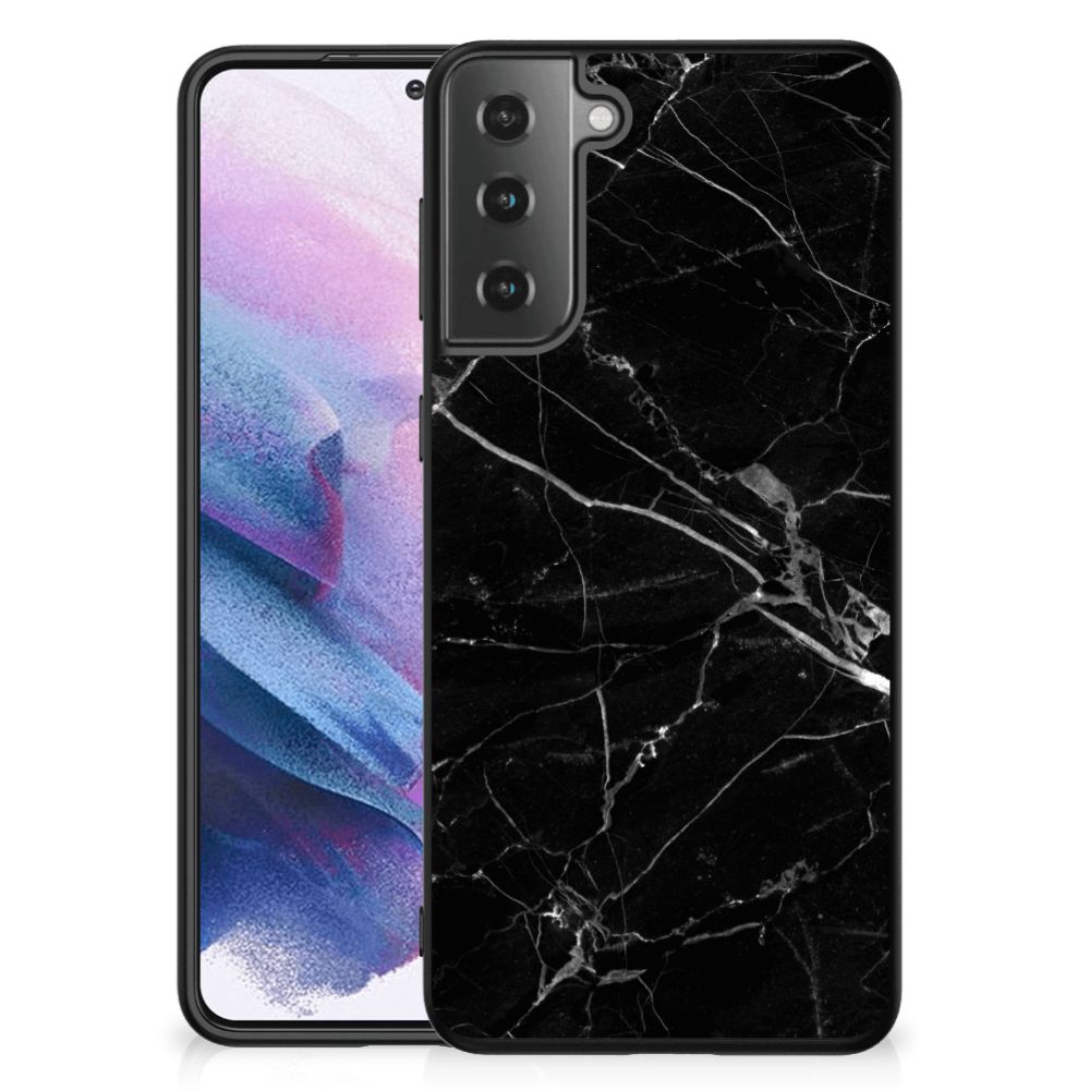 Samsung Galaxy S21 Plus Marmeren Print Telefoonhoesje Marmer Zwart - Origineel Cadeau Vader