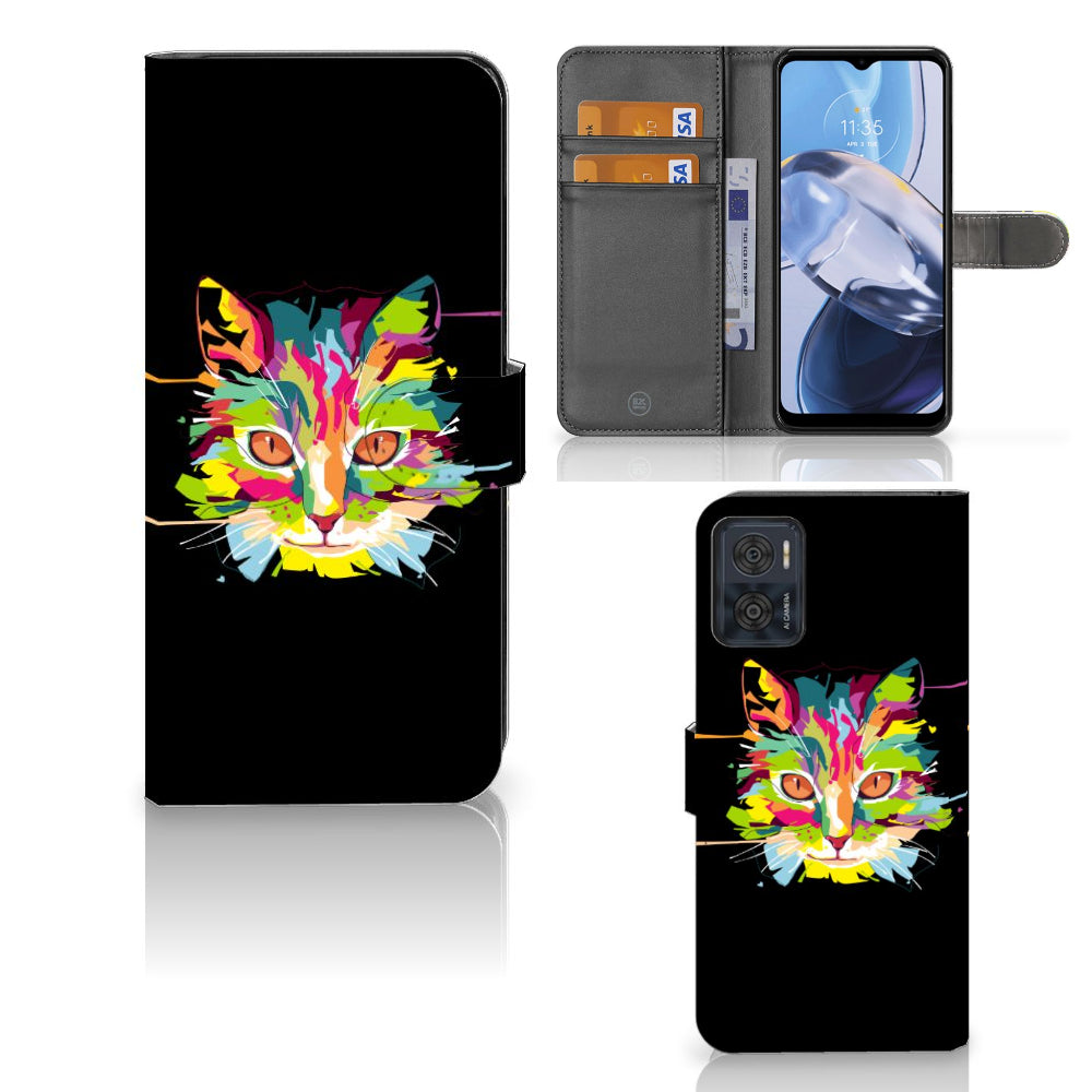 Motorola Moto E22 | E22i Leuk Hoesje Cat Color