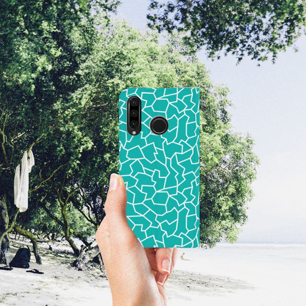 Huawei P30 Lite New Edition Bookcase Cracks Blue
