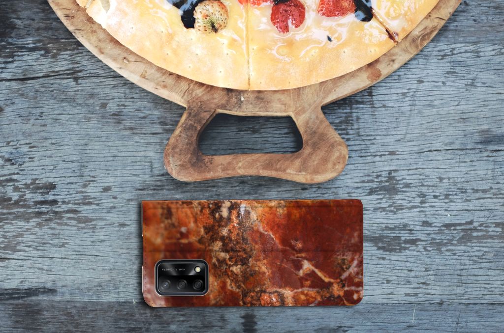 OPPO A74 4G Standcase Marmer Bruin