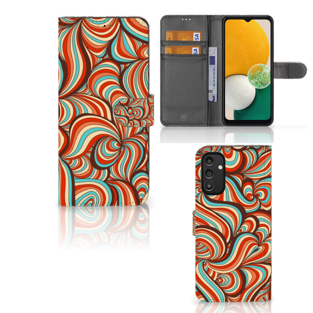 Samsung Galaxy A14 5G Hoesje Retro met kleurrijk retro design en ruimte voor pasjes