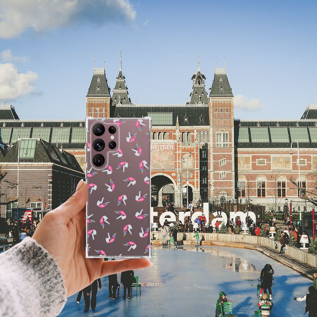 Doorzichtige Silicone Hoesje voor Samsung Galaxy S23 Ultra Unicorns B2C Telecom