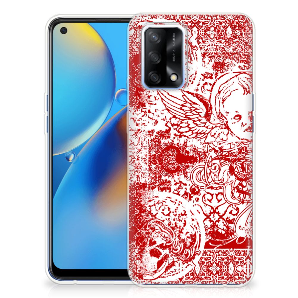 Silicone Back Case OPPO A74 4G Angel Skull Rood B2C Telecom