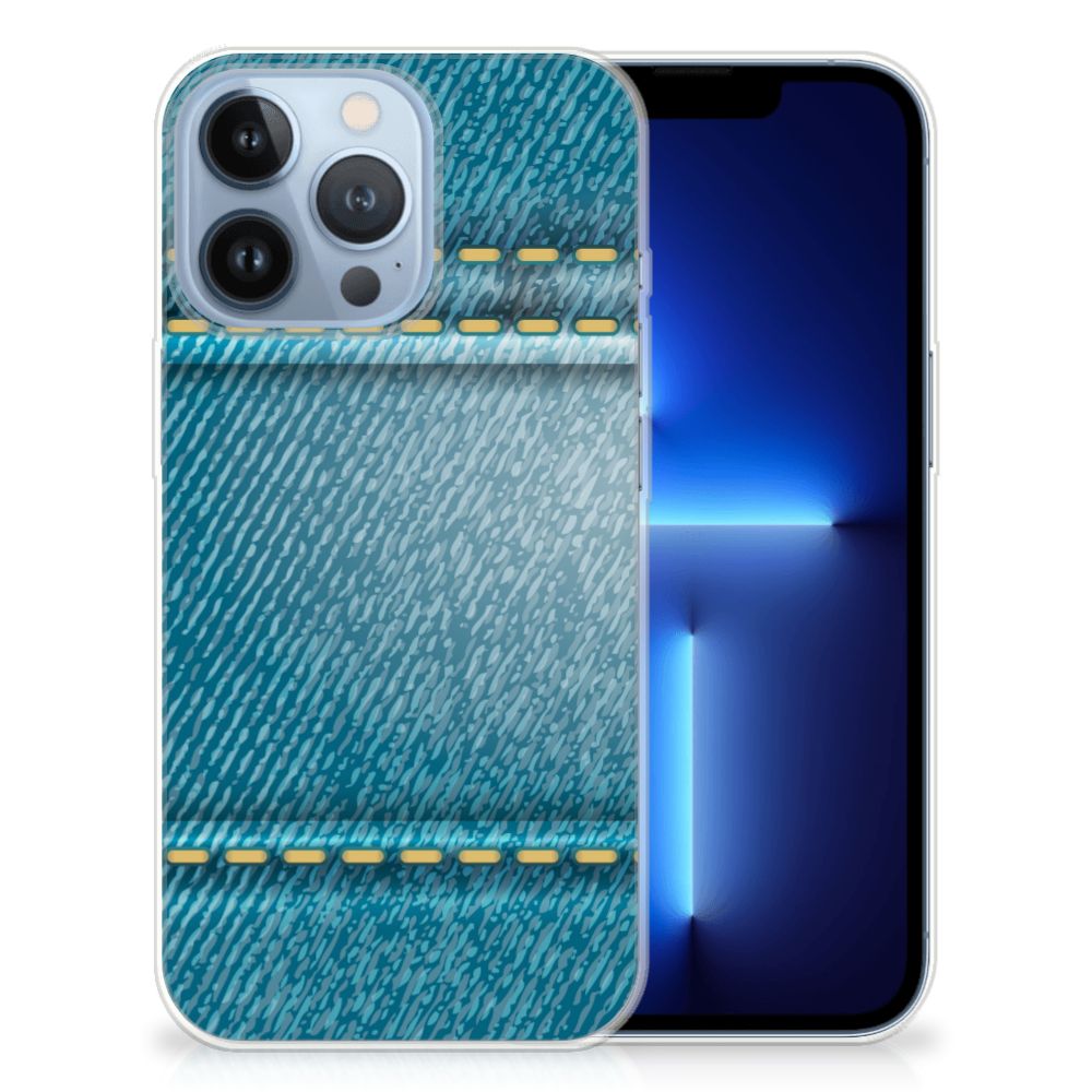 Apple iPhone 13 Pro Silicone Back Cover Jeans met denim print en stijlvolle afwerking.