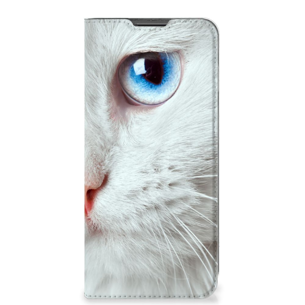 Motorola Moto G22 Hoesje maken Witte Kat - B2C Telecom