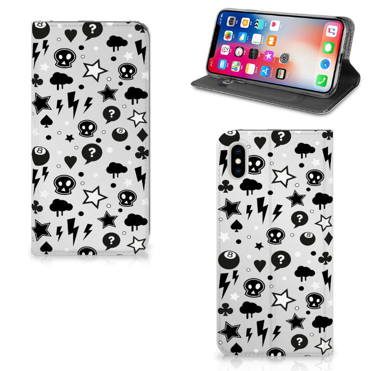 Mobiel BookCase Apple iPhone Xs Max Silver Punk