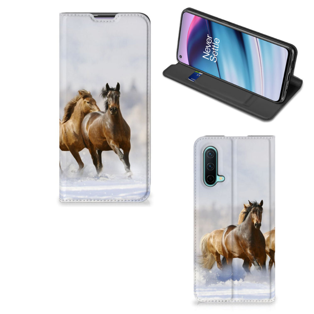OnePlus Nord CE 5G Hoesje maken Paarden met prachtige afbeelding van rennende paarden