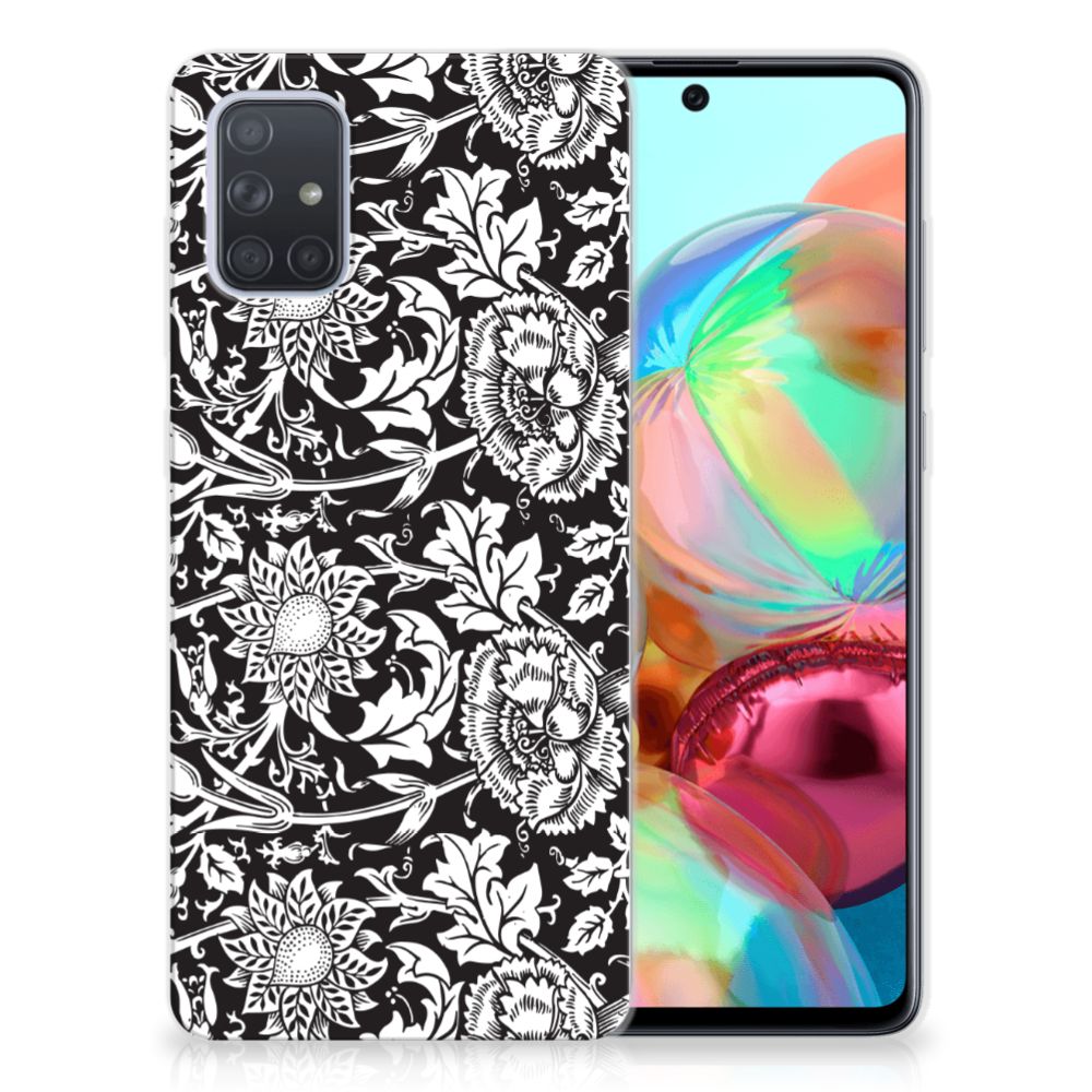 Samsung Galaxy A71 TPU Case Black Flowers