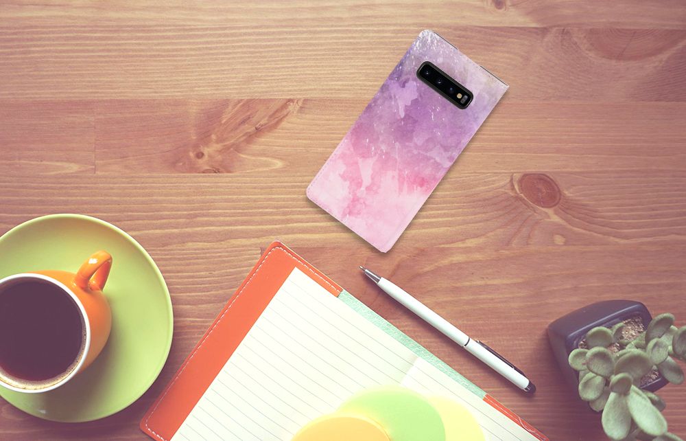 Bookcase Samsung Galaxy S10 Plus Pink Purple Paint
