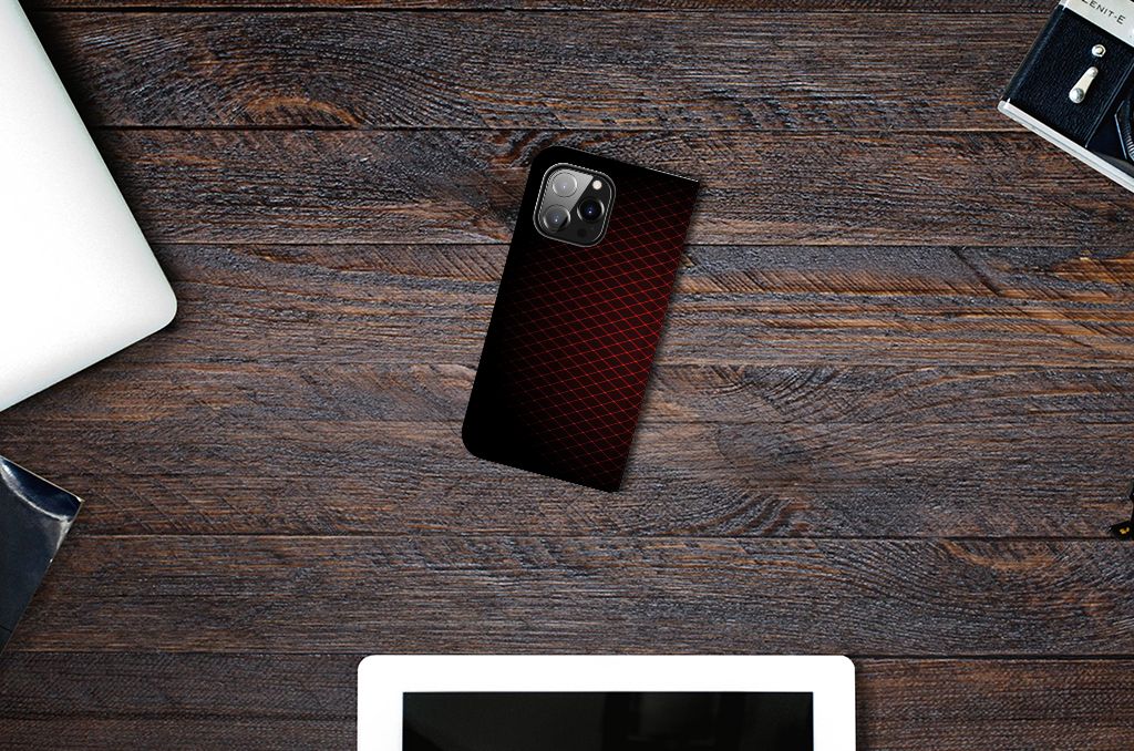 iPhone 14 Pro Max Hoesje met Magneet Geruit Rood - B2C Telecom