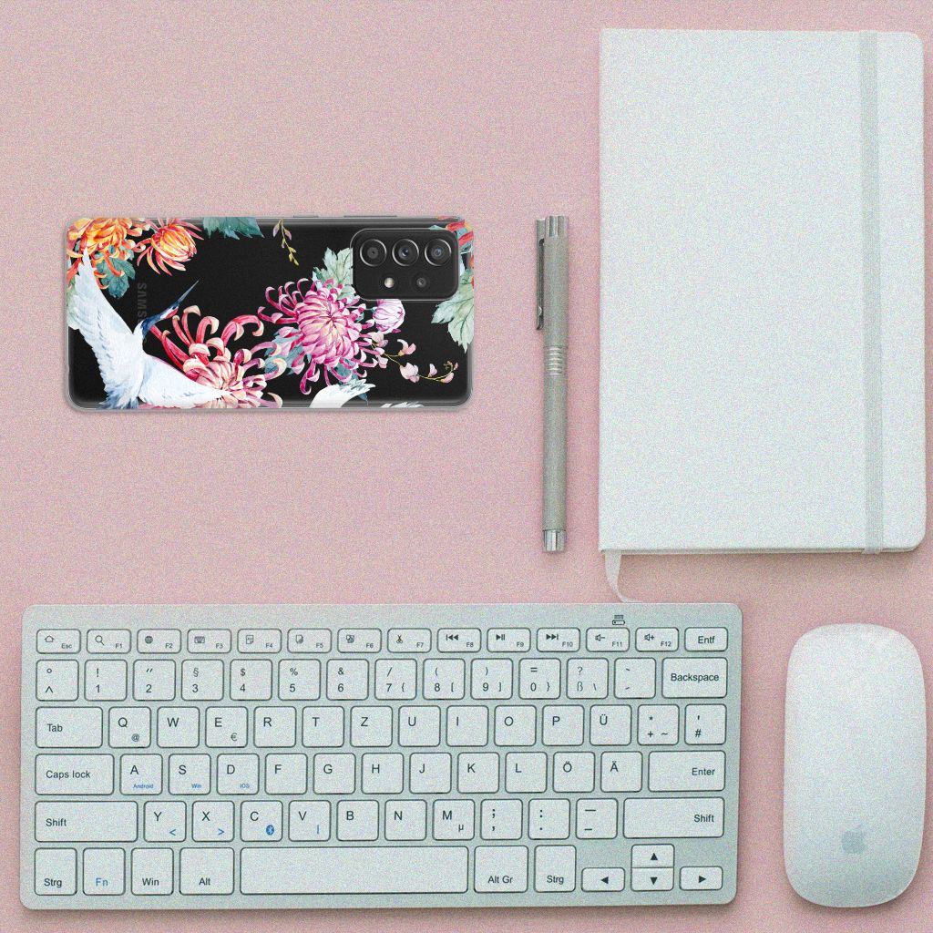 Samsung Galaxy A52 (5G/4G) TPU Hoesje Bird Flowers B2C Telecom