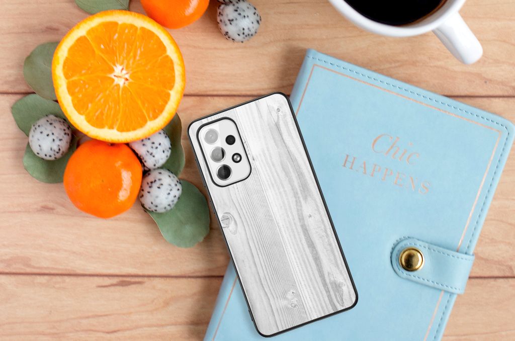 Samsung Galaxy A73 Houten Print Telefoonhoesje White Wood B2C Telecom