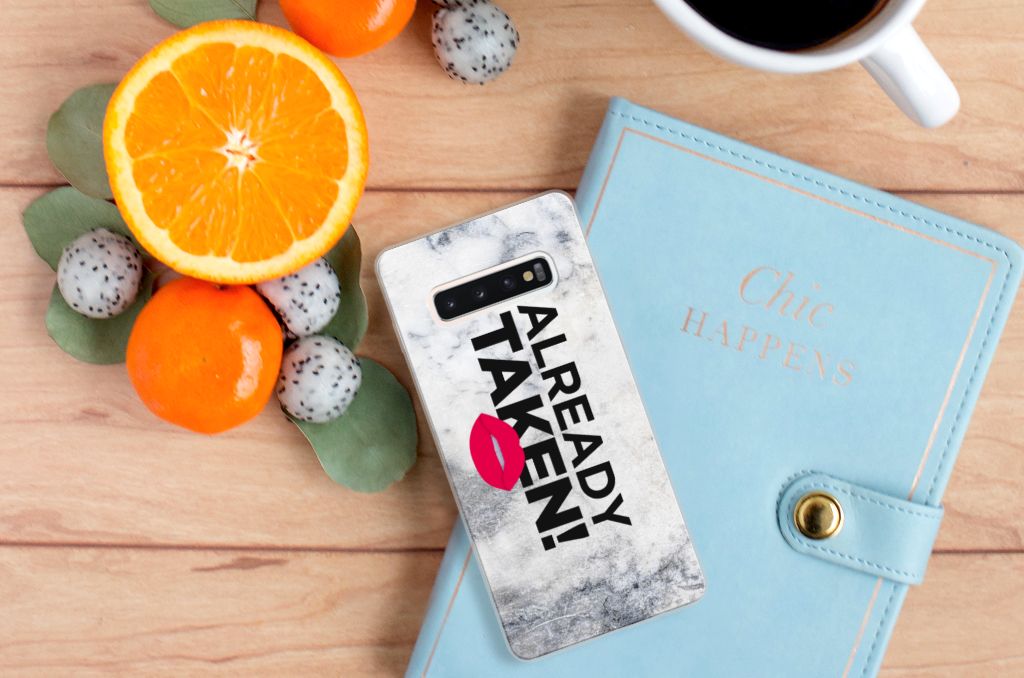 Samsung Galaxy S10 Plus Siliconen hoesje met naam Already Taken White