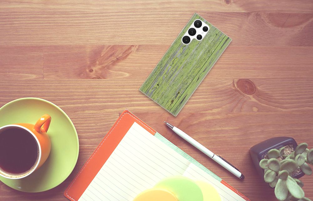 Samsung Galaxy S22 Ultra Bumper Hoesje Green Wood B2C Telecom