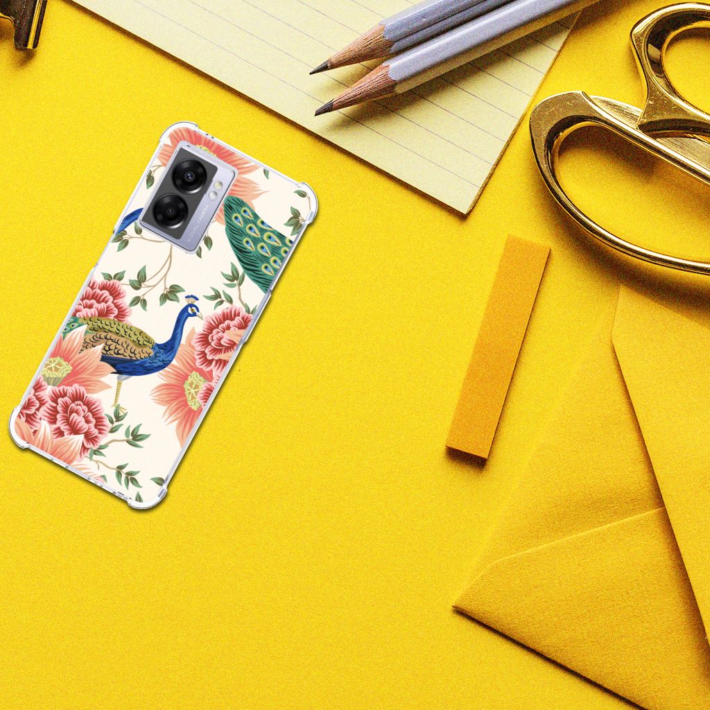 Case Anti-shock voor OPPO A77 5G | A57 5G Pink Peacock - B2C Telecom
