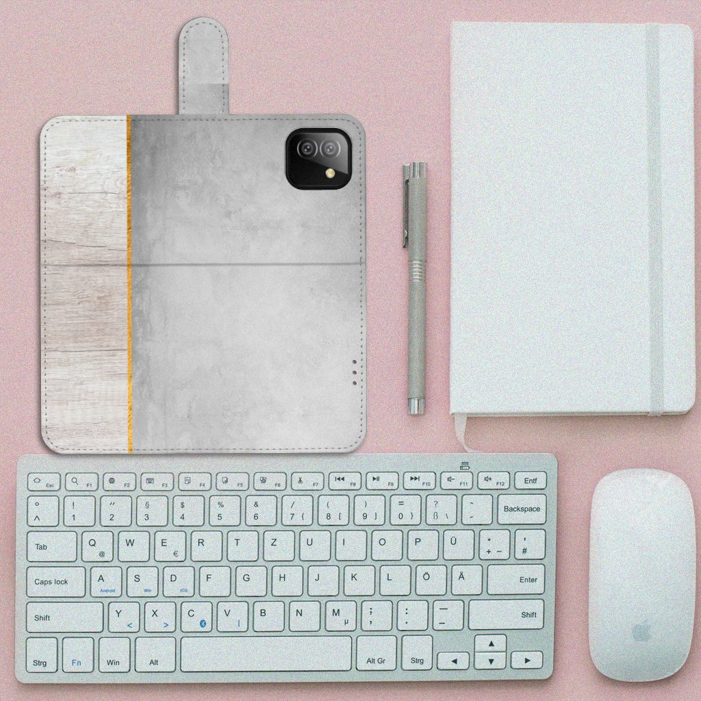 Samsung Galaxy A03 Book Style Case Wood Concrete