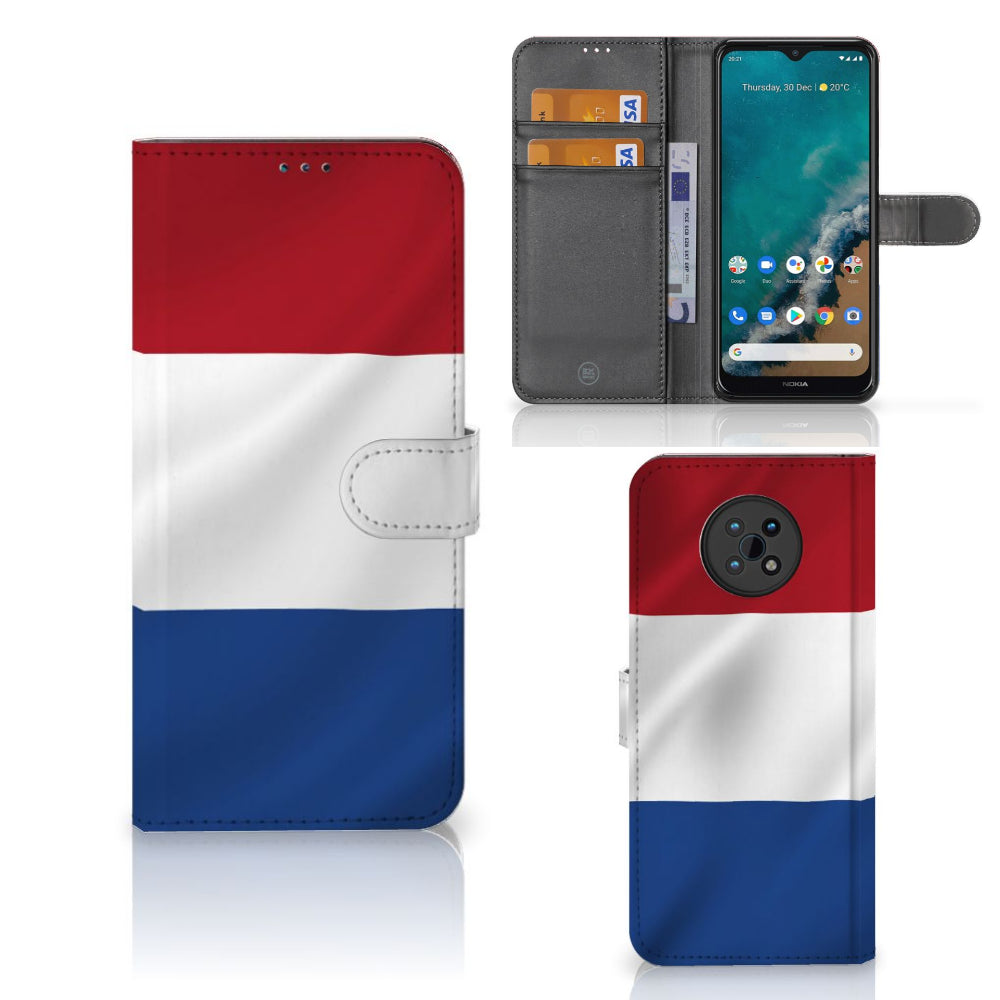 Nokia G50 Bookstyle Case Nederlandse Vlag met pasjes, design van de Nederlandse vlag.