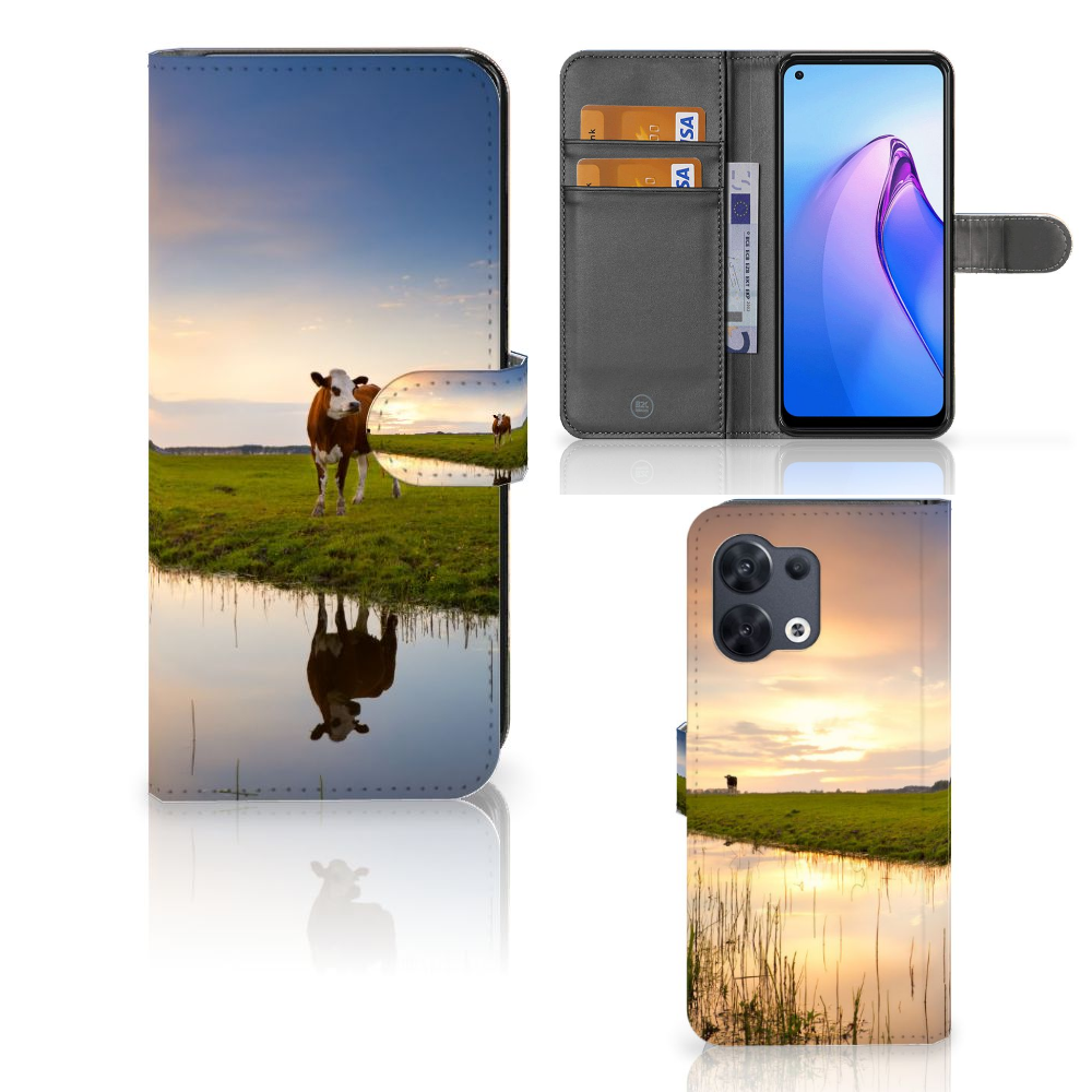 OPPO Reno8 Telefoonhoesje met Pasjes Koe