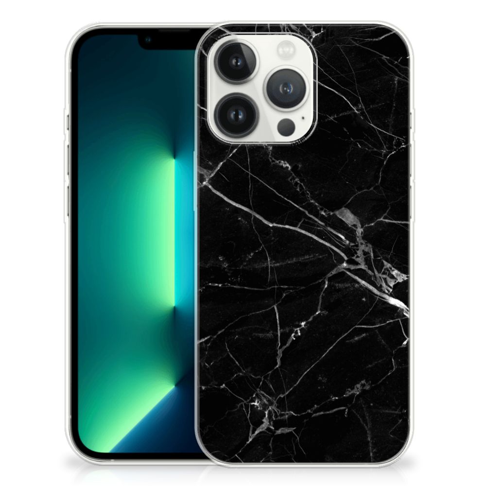 iPhone 13 Pro Max TPU Siliconen Hoesje Marmer Zwart - Origineel Cadeau Vader