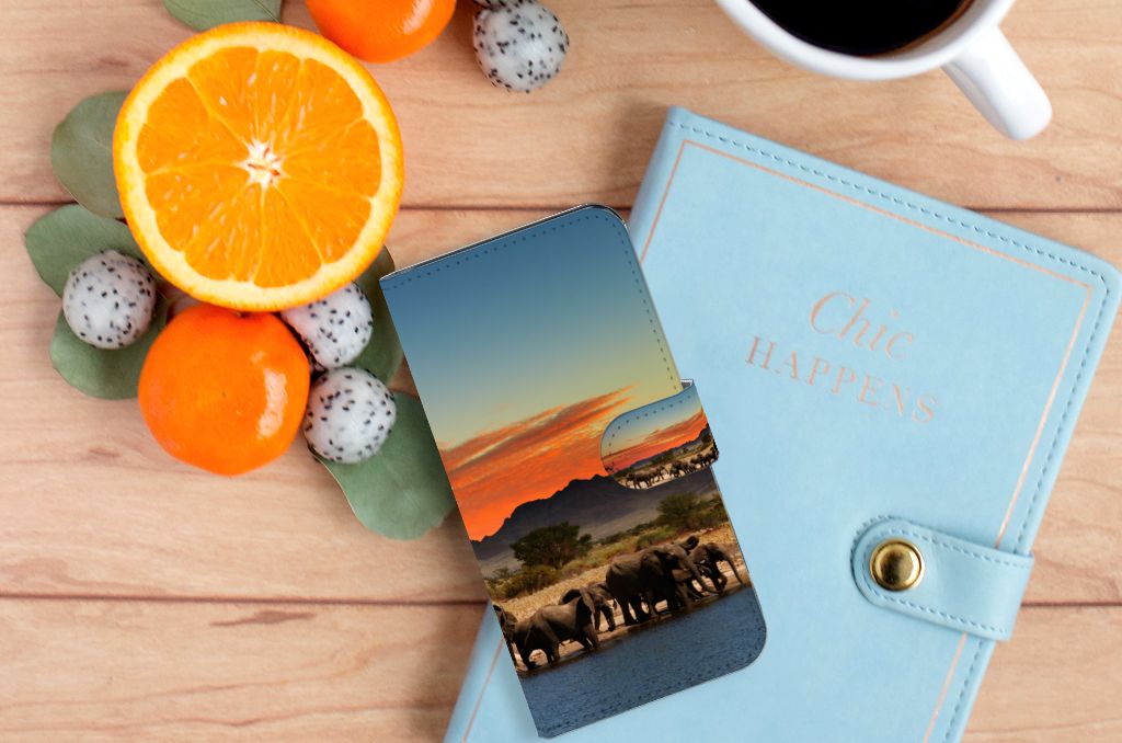 Nokia C2 2nd Edition Telefoonhoesje met Pasjes Olifanten
