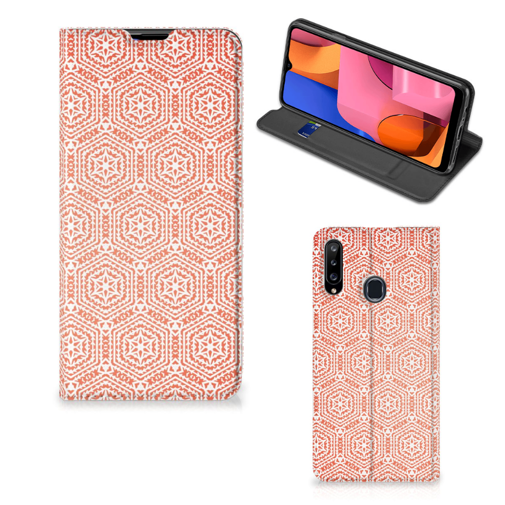Samsung Galaxy A20s Hoesje met Magneet Pattern Orange