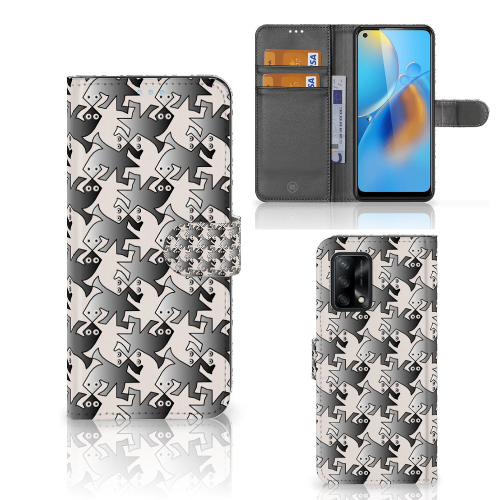 OPPO A74 4G Telefoonhoesje met Pasjes Salamander Grey