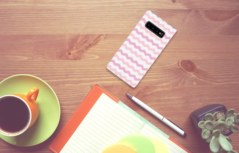 Samsung Galaxy S10 Plus Hoesje met Magneet Waves Roze