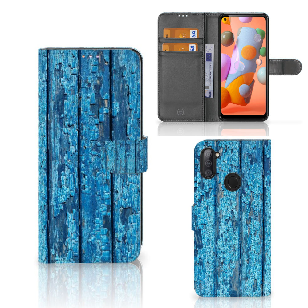 Samsung Galaxy M11 | A11 Book Style Case Wood Blue