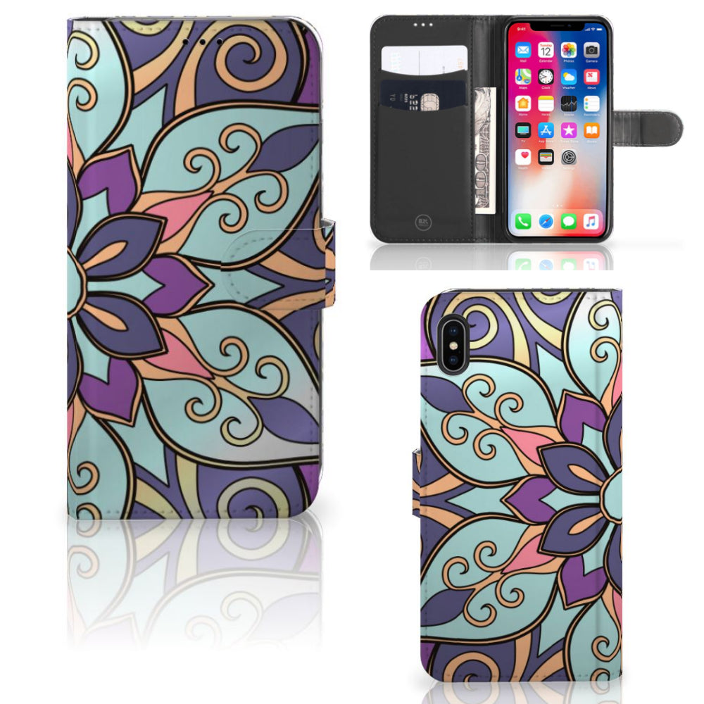 Apple iPhone Xs Max Hoesje Purple Flower
