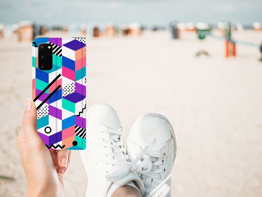 Samsung Galaxy S20 Stand Case Blokken Kleurrijk - B2C Telecom
