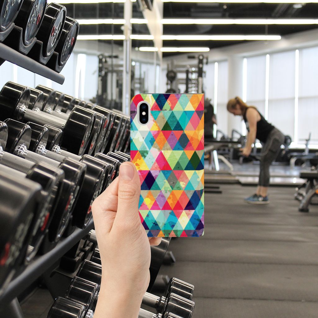 Apple iPhone Xs Max Hoesje met Magneet Geruit