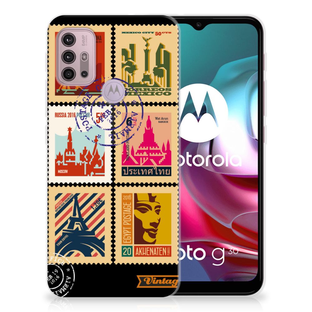 Motorola Moto G30 | G10 Siliconen Back Cover Postzegels B2C Telecom