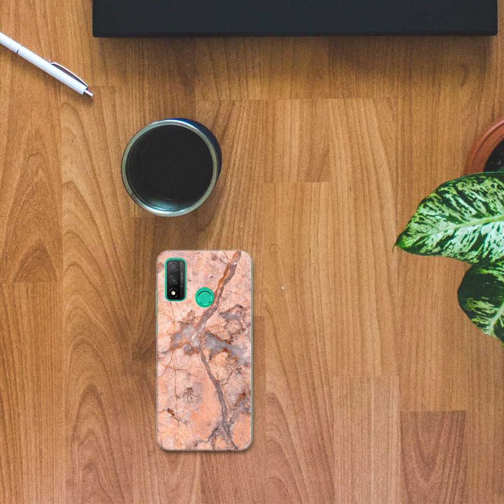 Huawei P Smart 2020 TPU Siliconen Hoesje Marmer Oranje B2C Telecom
