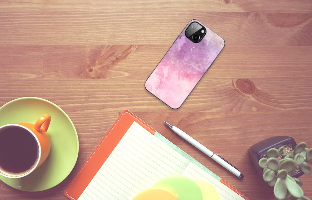 Kleurrijke Telefoonhoesje Apple iPhone 13/14 Pink Purple Paint B2C Telecom