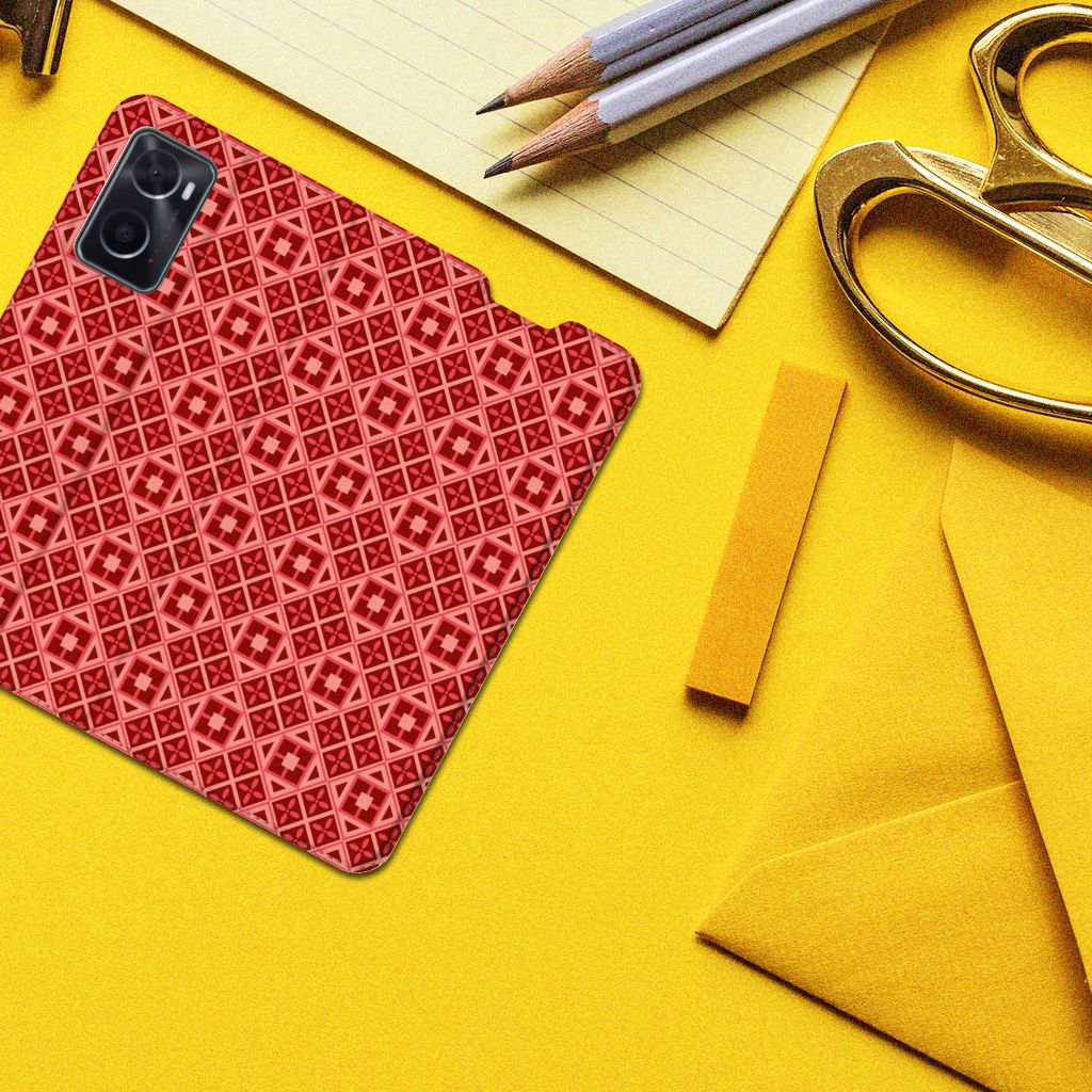 OPPO A96 | A76 Hoesje met Magneet Batik Rood - B2C Telecom