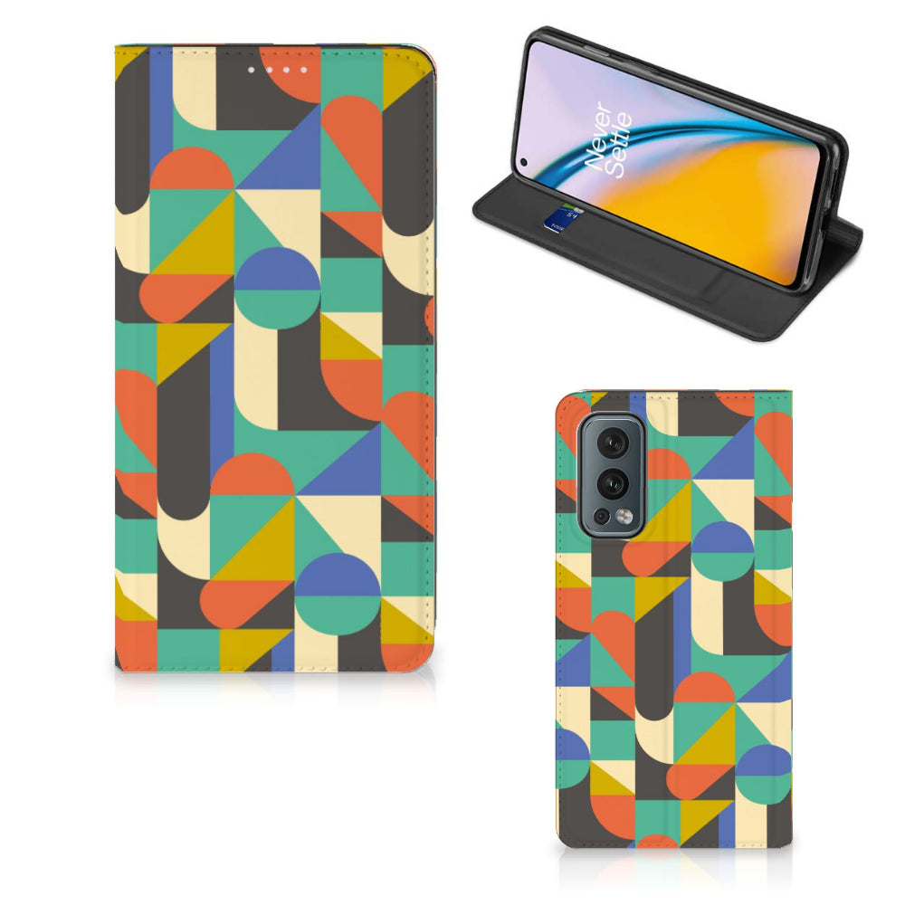 OnePlus Nord 2 5G Hoesje met Magneet Funky Retro