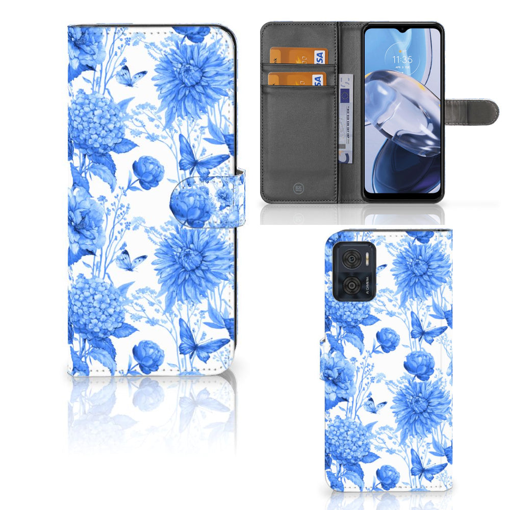 Hoesje voor Motorola Moto E22 | E22i Flowers Blue