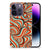 Apple iPhone 14 Pro Hoesje maken Retro met kleurrijke retro swirls in fel oranje en turquoise.