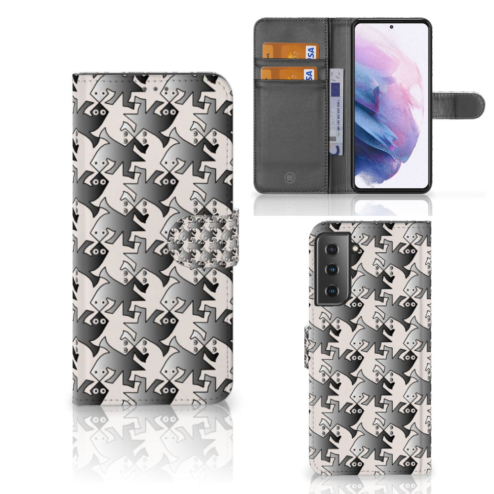 Samsung Galaxy S21 Plus Telefoonhoesje met Pasjes Salamander Grey