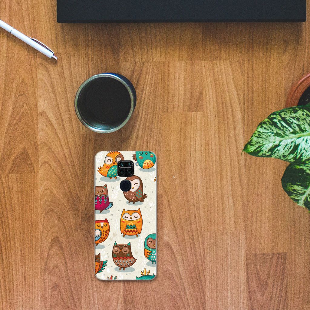 Xiaomi Redmi Note9 TPU Hoesje Vrolijke Uilen B2C Telecom