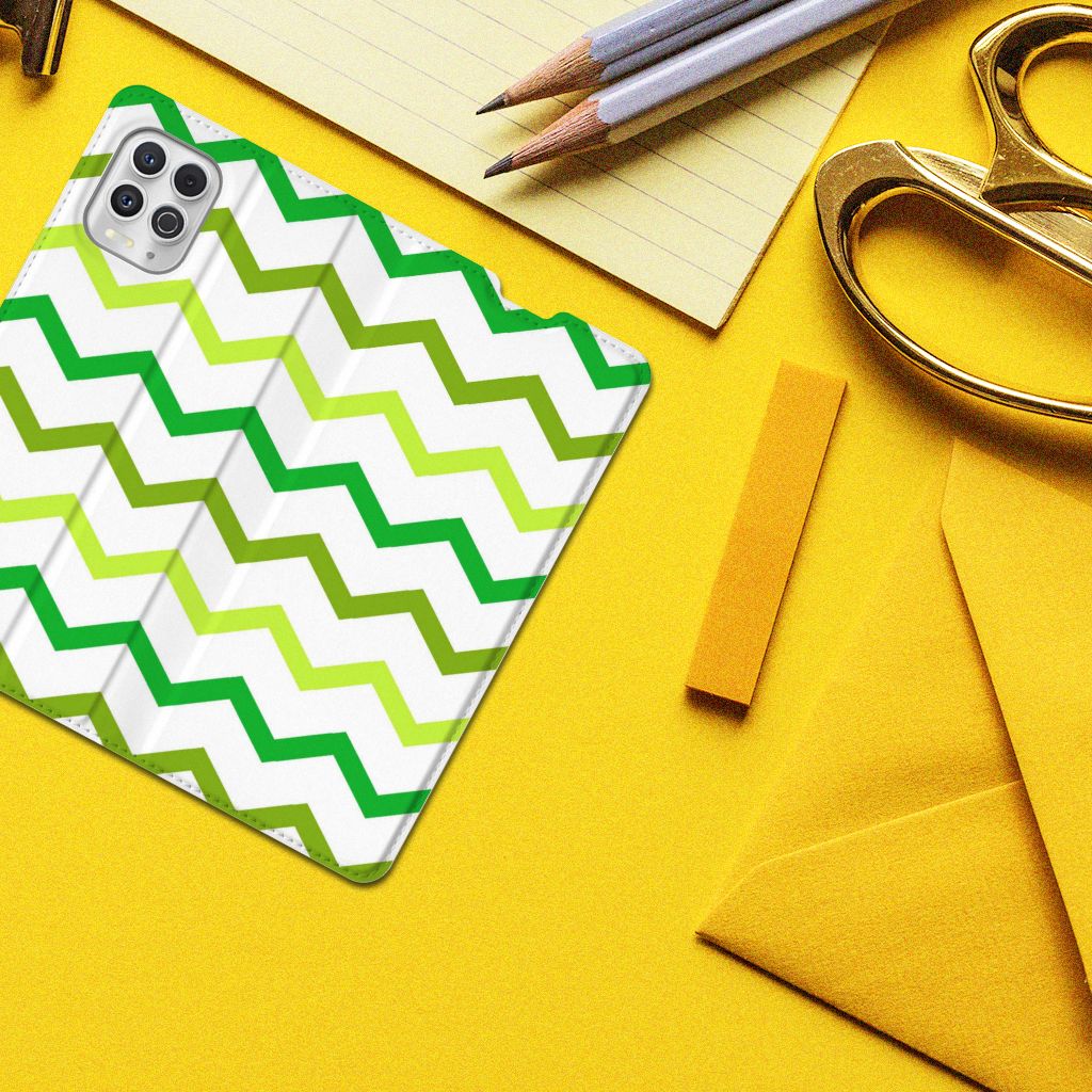 Motorola Moto G100 Hoesje met Magneet Zigzag Groen - B2C Telecom