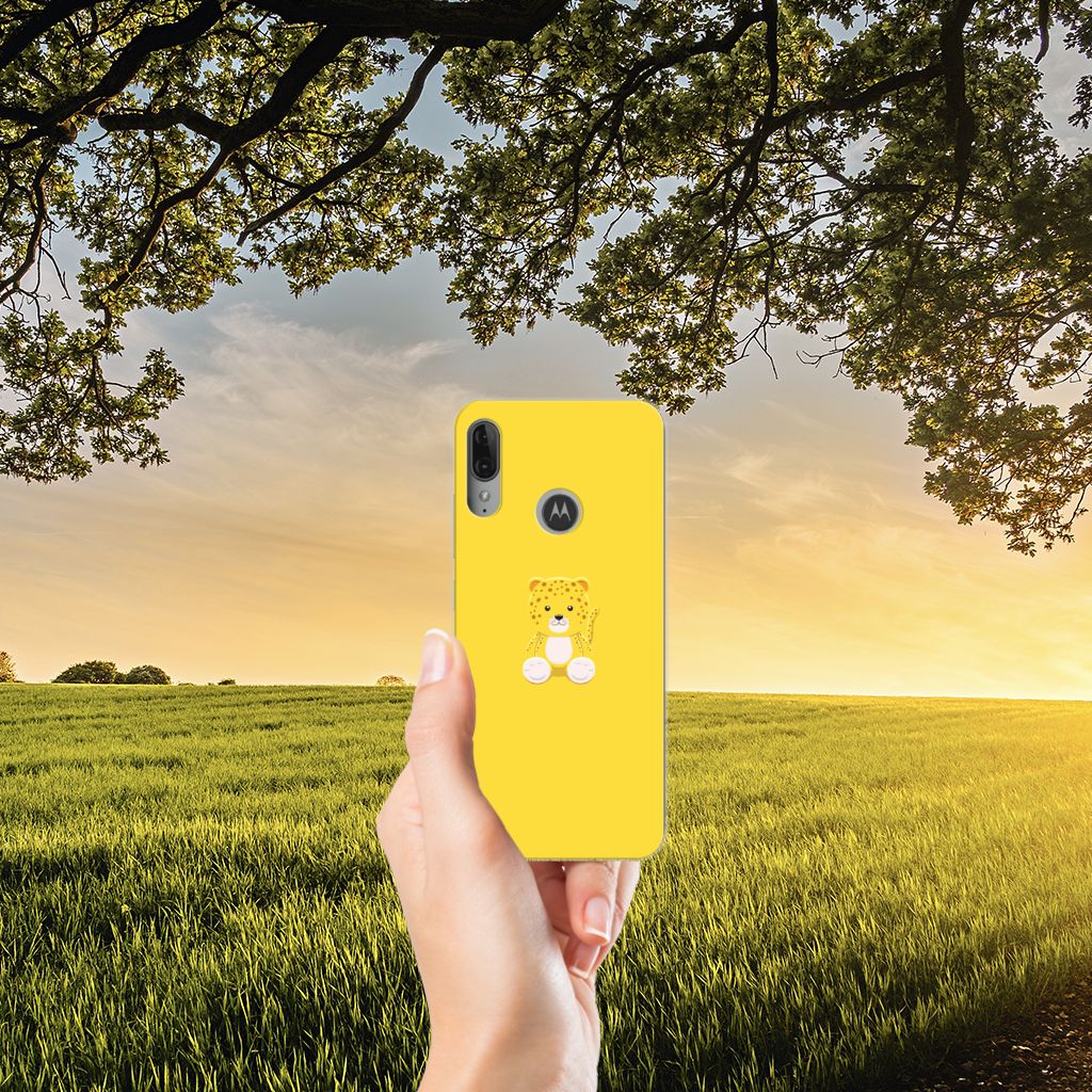 Motorola Moto E6 Plus Telefoonhoesje met Naam Baby Leopard