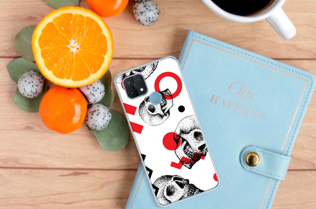 Silicone Back Case OPPO A15 Skull Red B2C Telecom