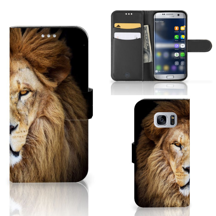 Samsung Galaxy S7 Telefoonhoesje met Pasjes Leeuw