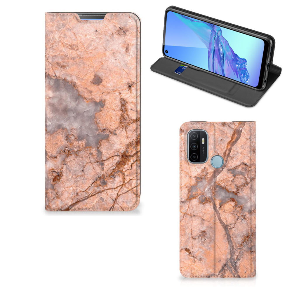 OPPO A53 | A53s Standcase Marmer Oranje - B2C Telecom